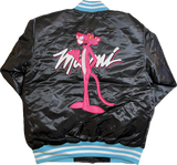 MIAMI PINK PANTHER SATIN JACKET (BLACK)