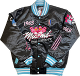 MIAMI PINK PANTHER SATIN JACKET (BLACK)