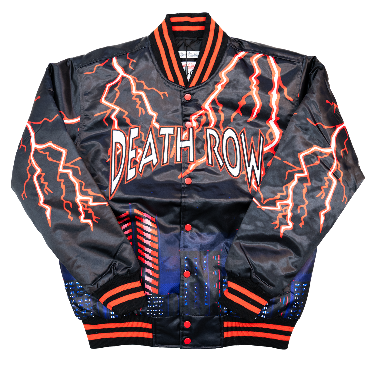 DEATH ROW LIGHTNING SATIN JACKET (BLACK)