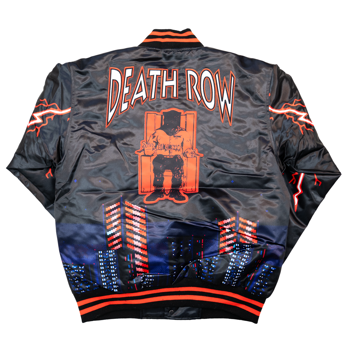 DEATH ROW LIGHTNING SATIN JACKET (BLACK)