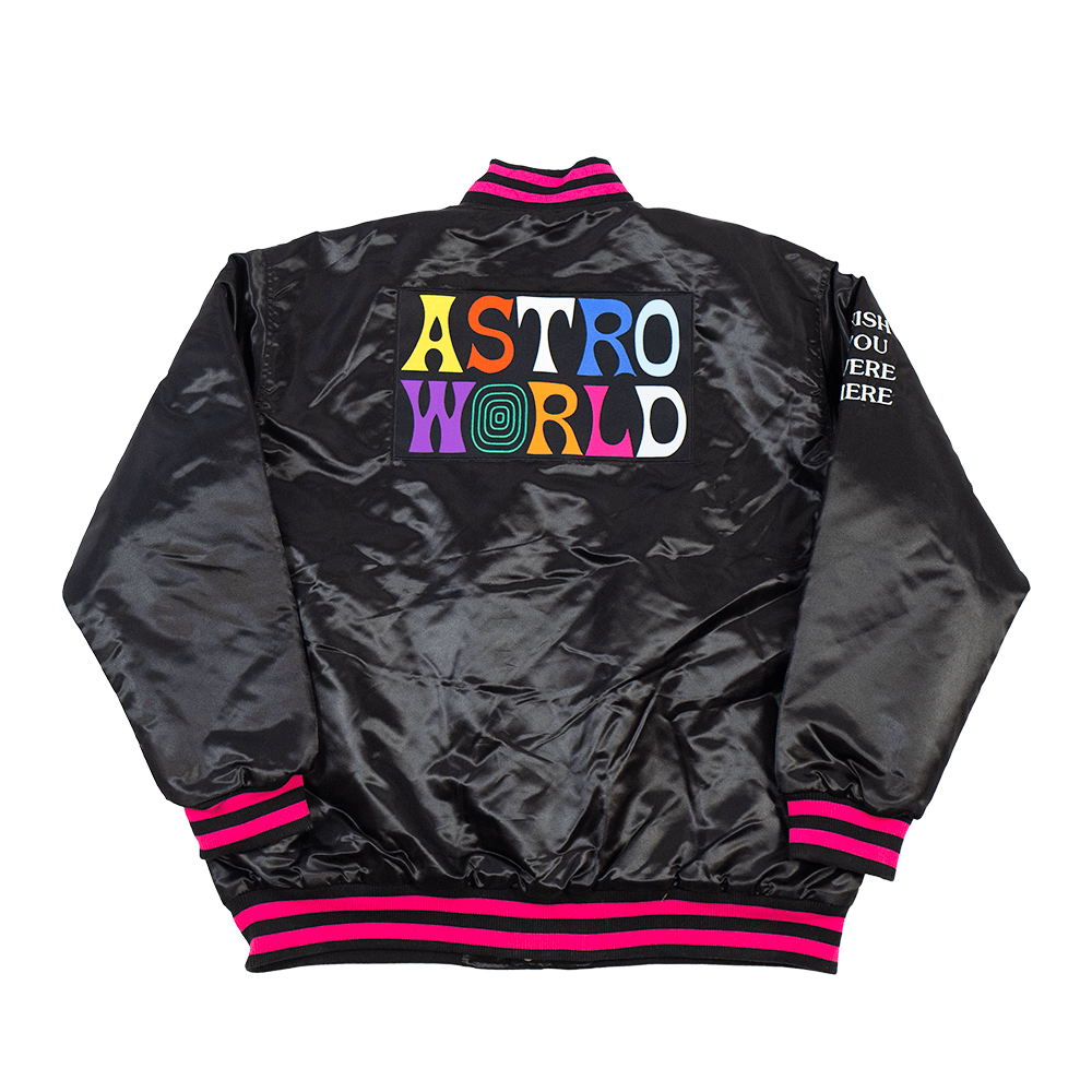ASTRO WORLD BLACK SATIN JACKET - Allstarelite.com